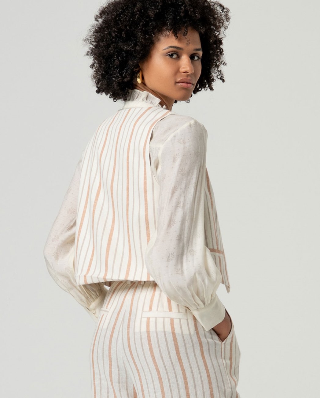 GILET IN MISTO LINO