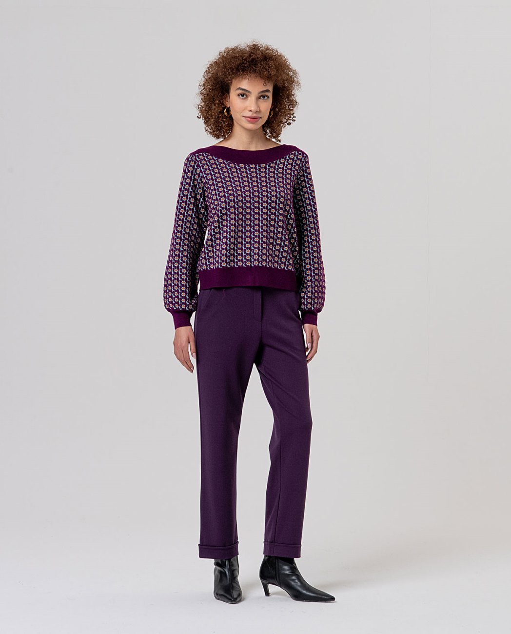 Maglione jacquard barchetta Cherry