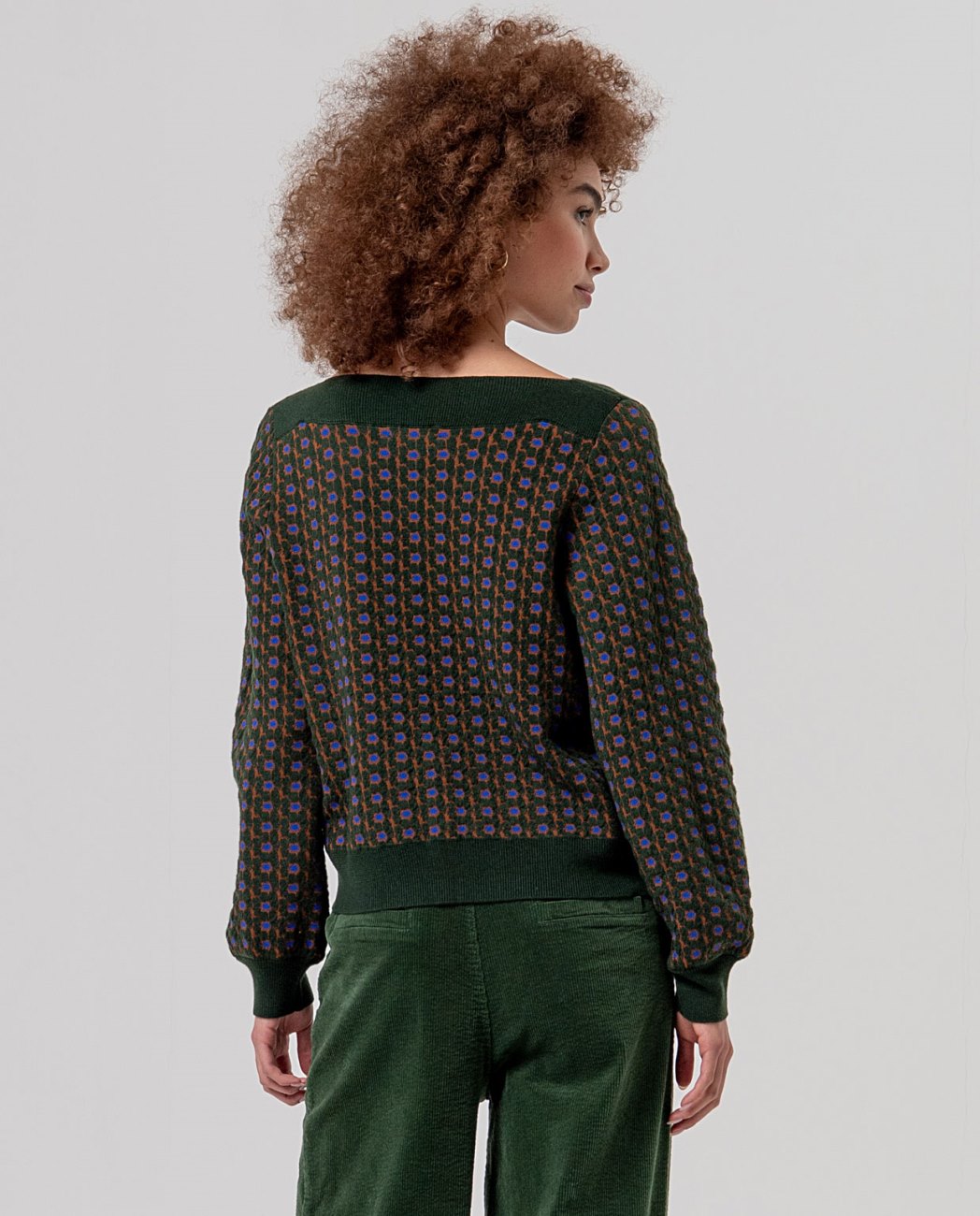 Maglione jacquard barchetta Kaki