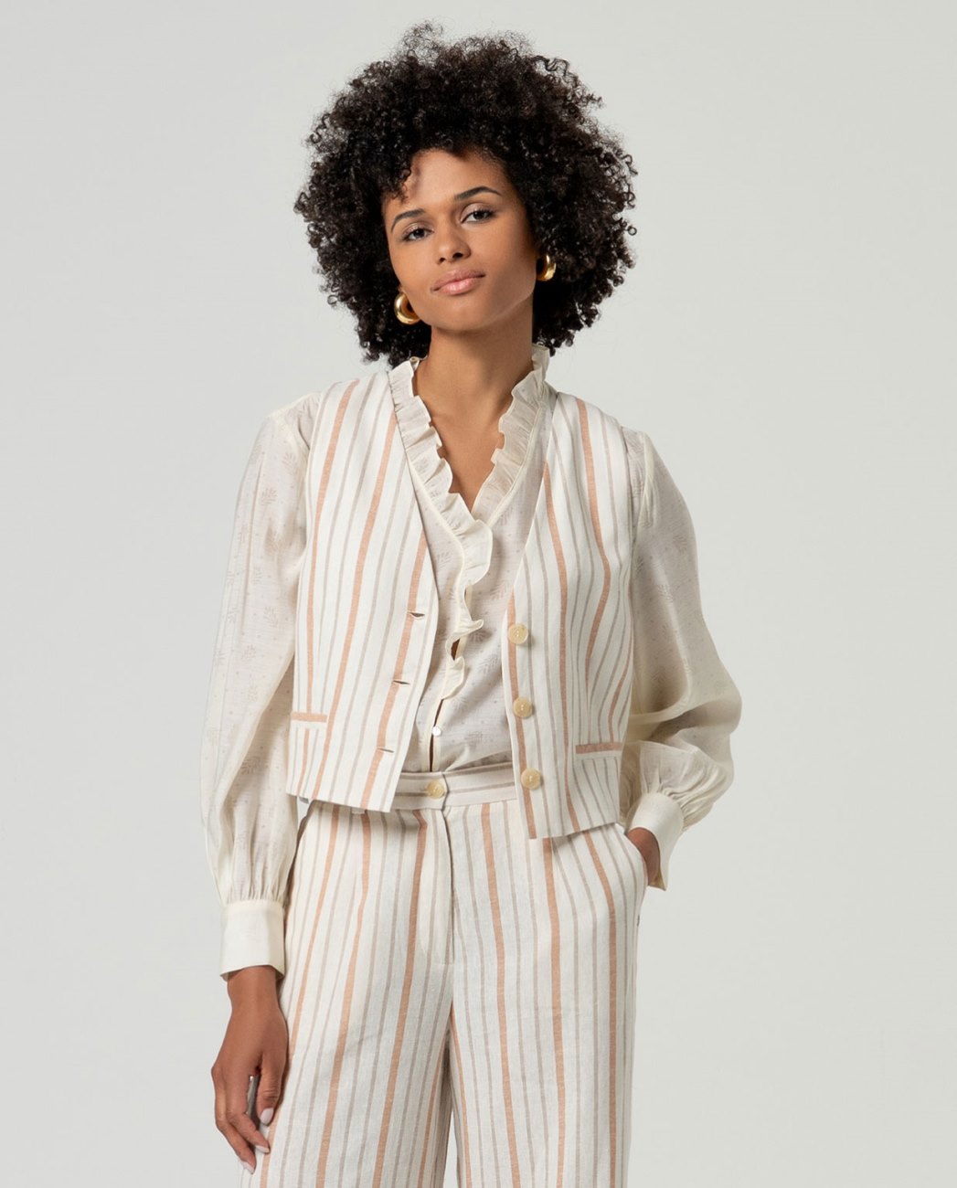 GILET IN MISTO LINO