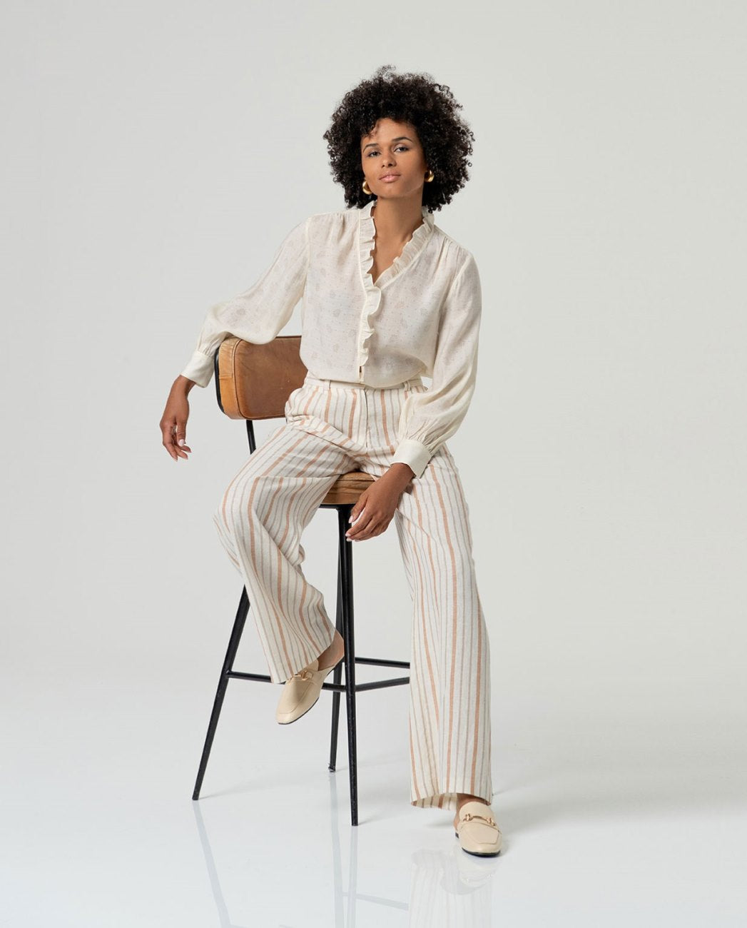 PANTALONE MISTO LINO A RIGHE