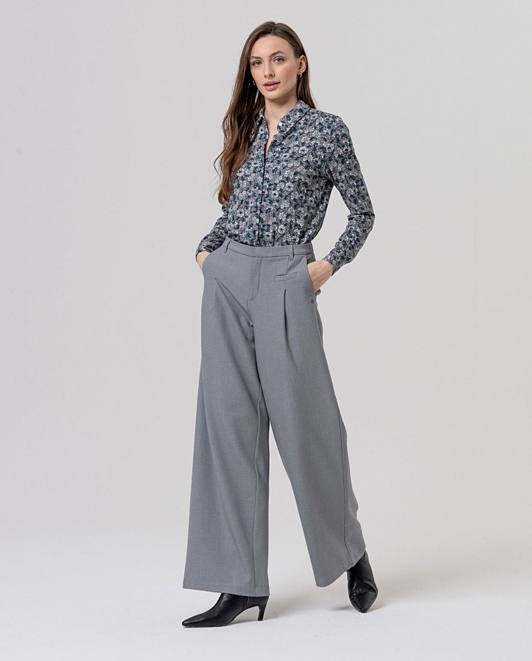 Pantalóni a gamba larga Melange chiaro
