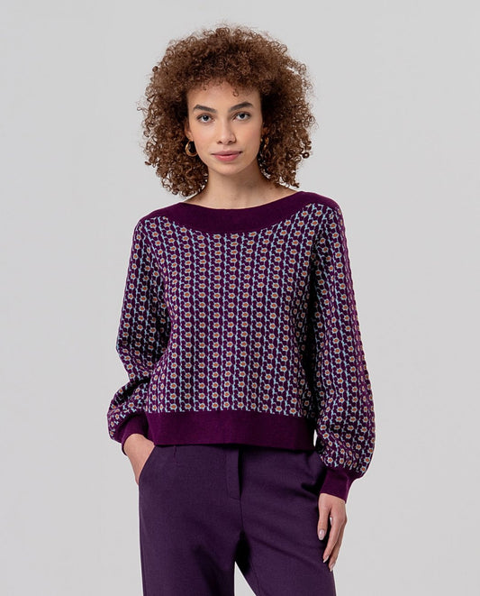 Maglione jacquard barchetta Cherry